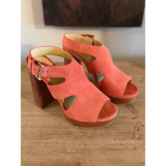 Michael Kors Shoes - Michael Kors‎ Coral Suede Platform Block Heel Sandals Women's Size 6M